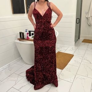 Sherri Hill ball gown, size 8, Cranberry color